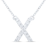1/6CTW-DIA ANA M INITIAL "X" FASHION NECKLACE (16 INCH)